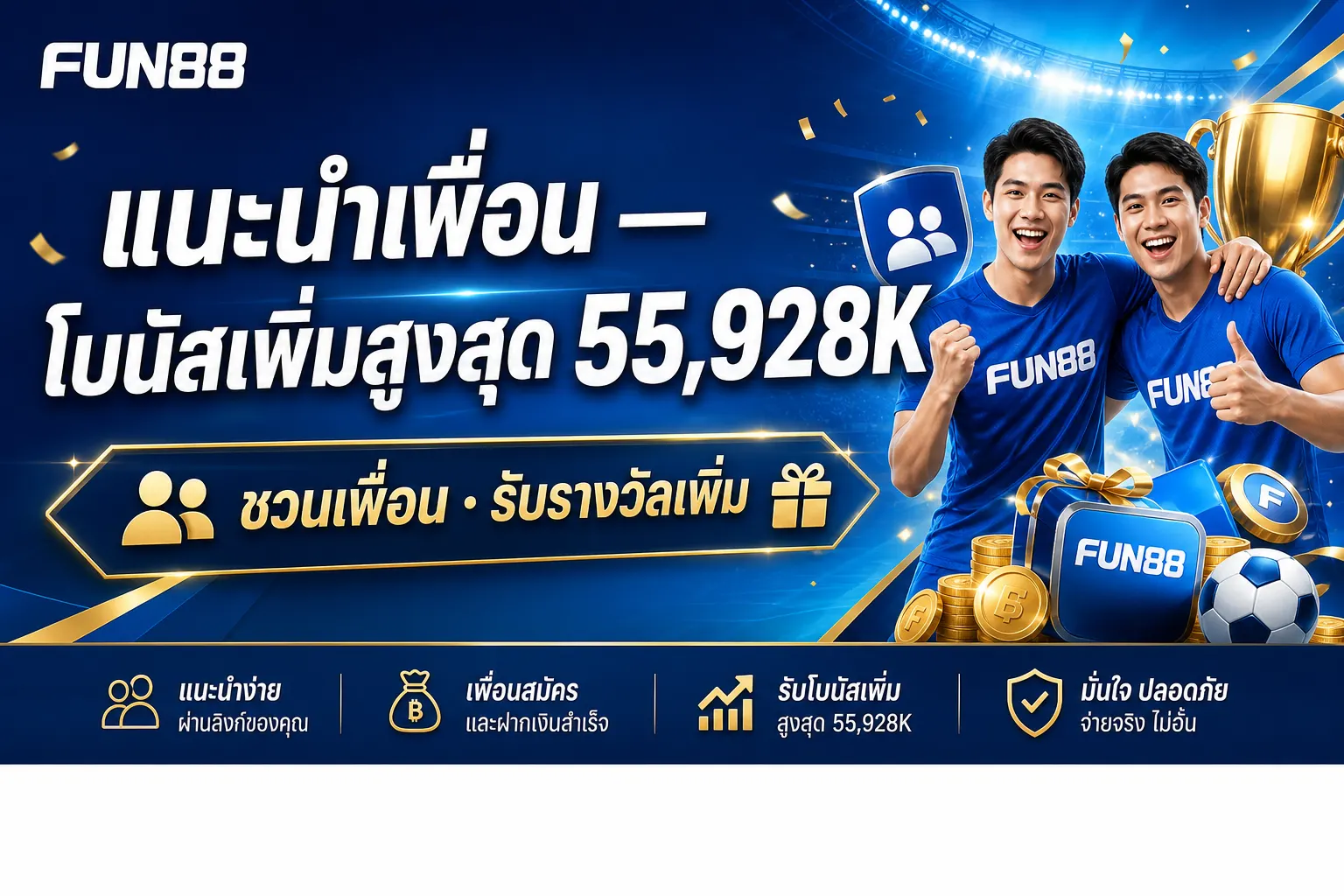 แนะนำเพื่อน — โบนัสเพิ่มสูงสุด 55,928K